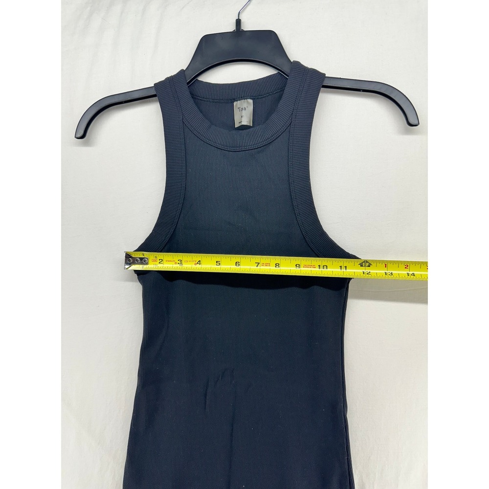 Tna Aritzia Black Ribbed Mini Dress Sleeveless Racerback Bodycon Size XS - Picture 4 of 7